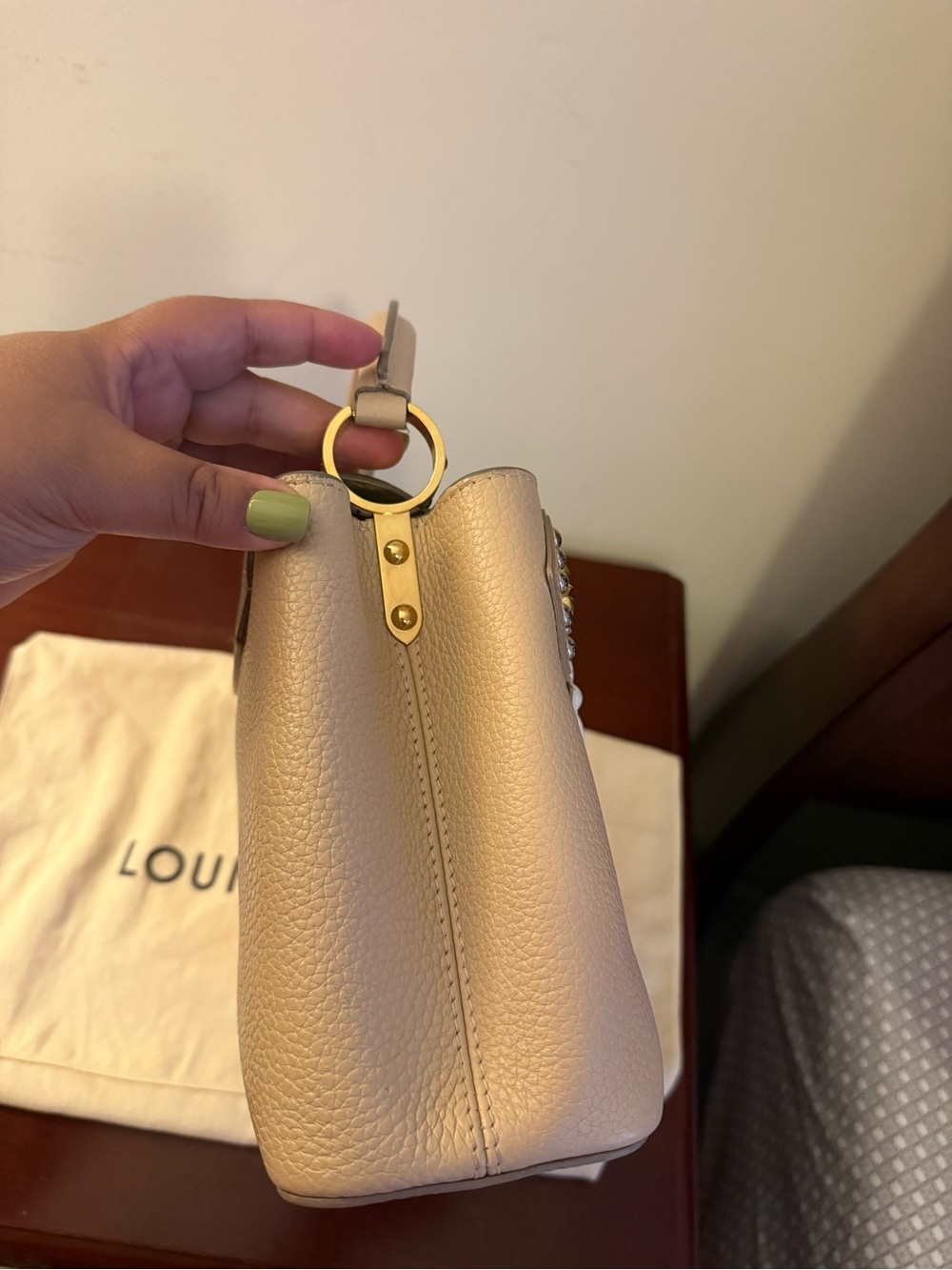 Louis Vuitton Beige Capucines Mini Satchel with Floral Stud Details - Picture 10 of 11